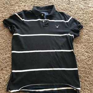 Black Large American Eagle Vintage Fit Polo
